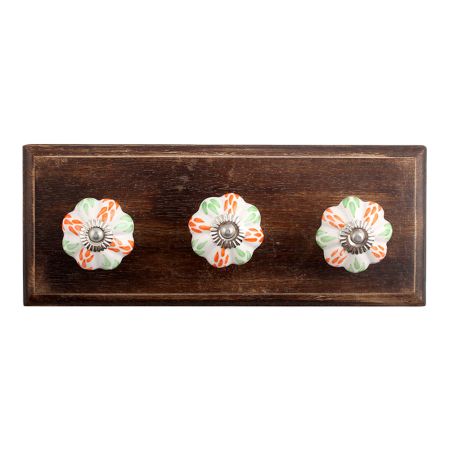 Mixed Leaf Ceramic Wooden Hooks